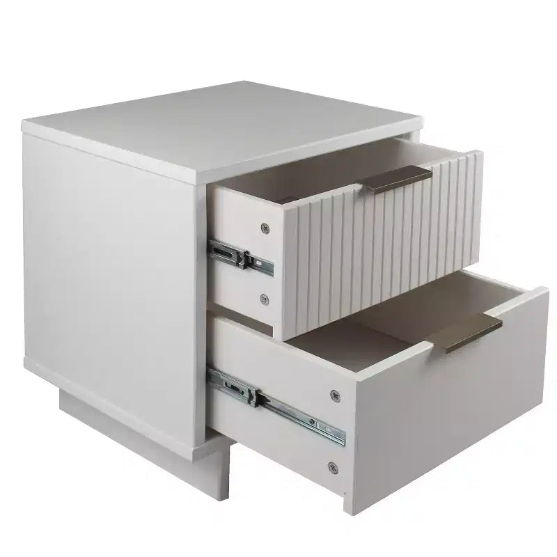 Modern 2 Drawer Nightstand with Gold Hardware