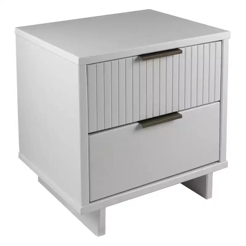 Modern 2 Drawer Nightstand with Gold Hardware
