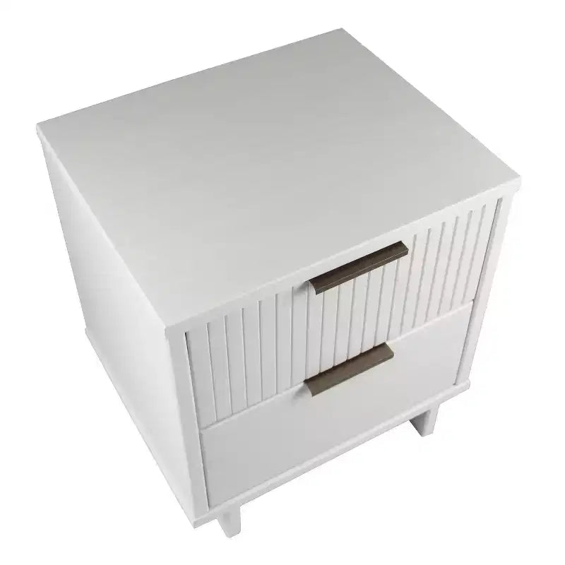 Modern 2 Drawer Nightstand with Gold Hardware