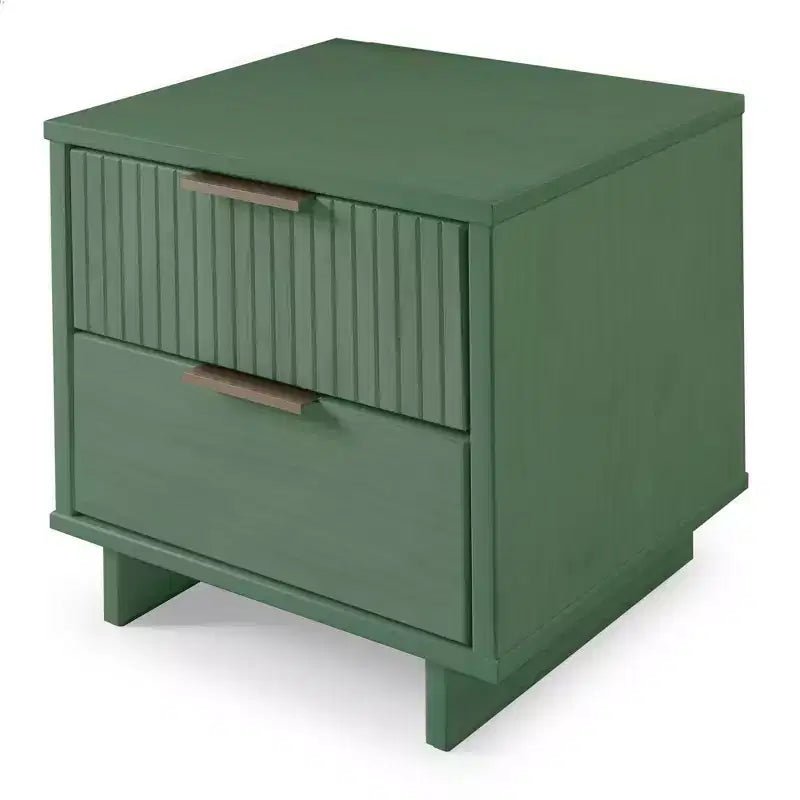 Modern 2 Drawer Nightstand with Gold Hardware