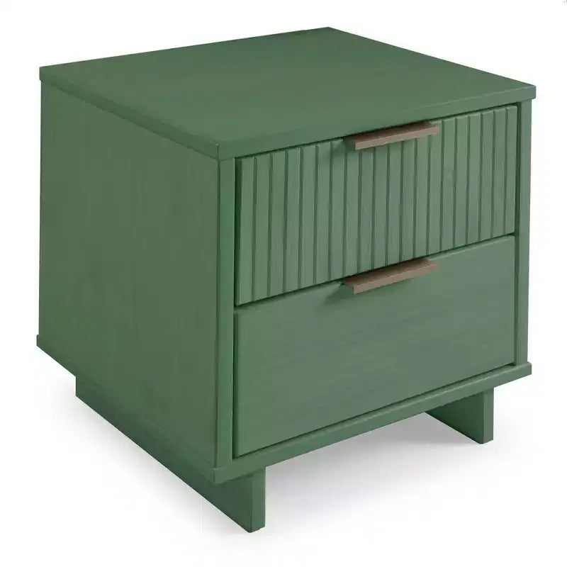 Modern 2 Drawer Nightstand with Gold Hardware