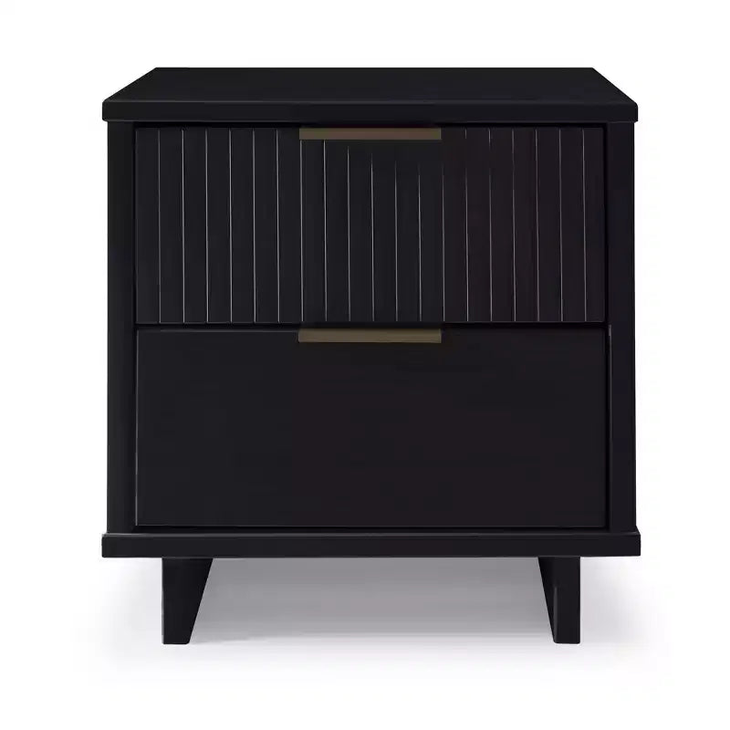 Modern 2 Drawer Nightstand with Gold Hardware