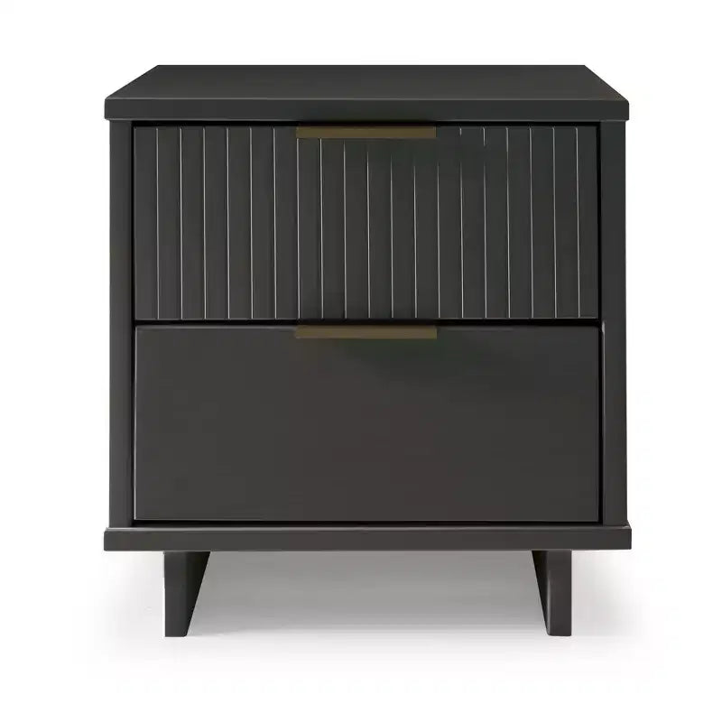 Modern 2 Drawer Nightstand with Gold Hardware