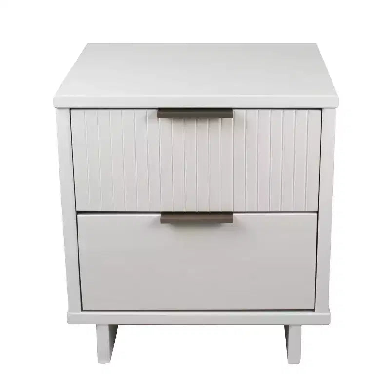 Modern 2 Drawer Nightstand with Gold Hardware