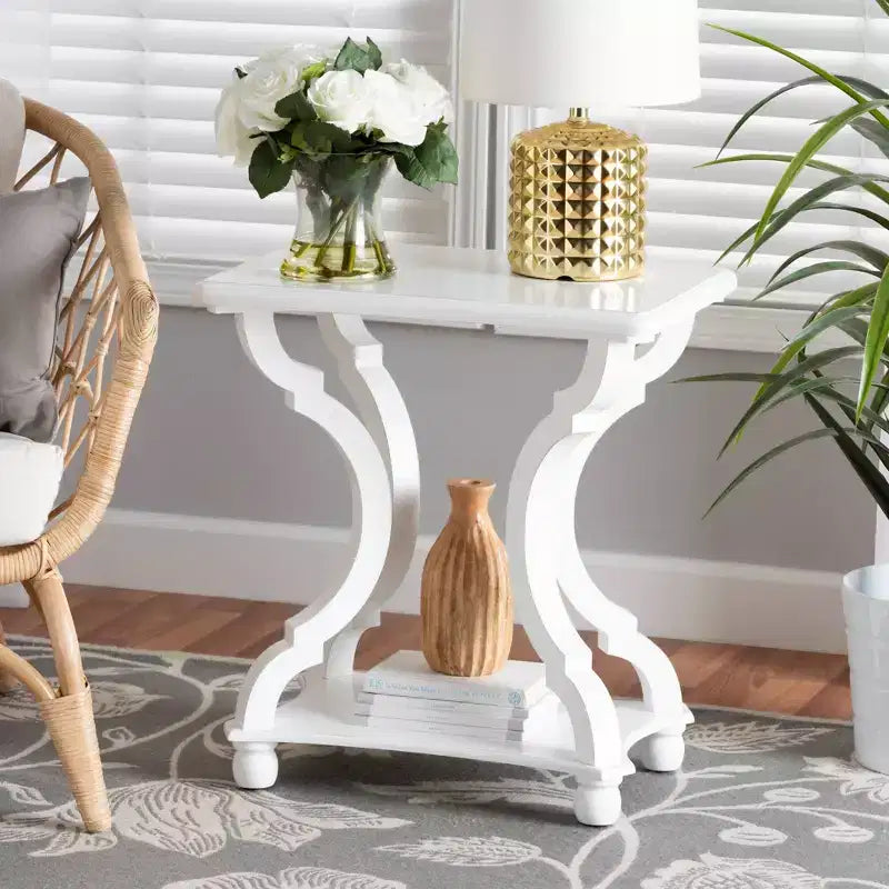 Black Fir Wood and MDF End Table