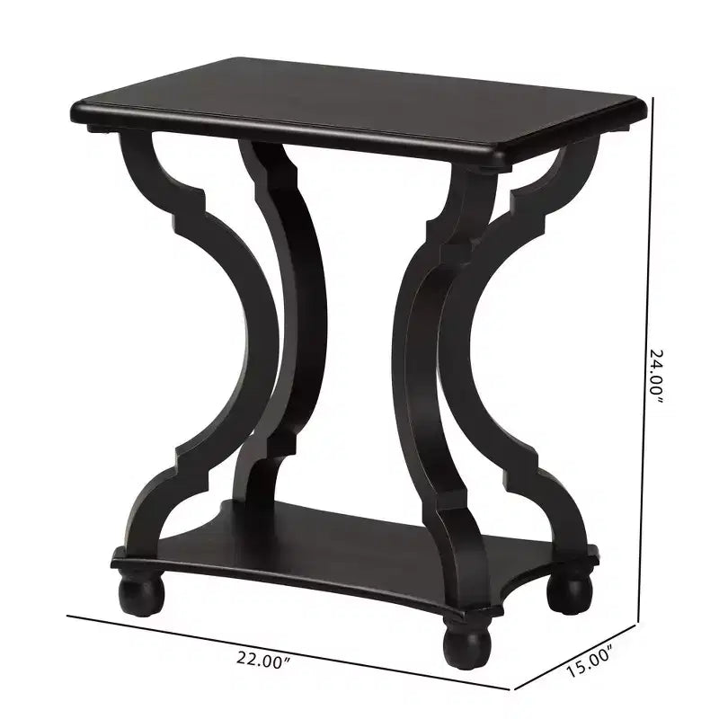 Black Fir Wood and MDF End Table