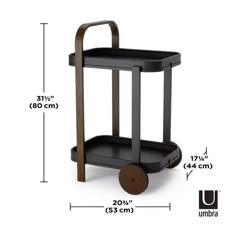 Steel and Wood Bar Serving Cart