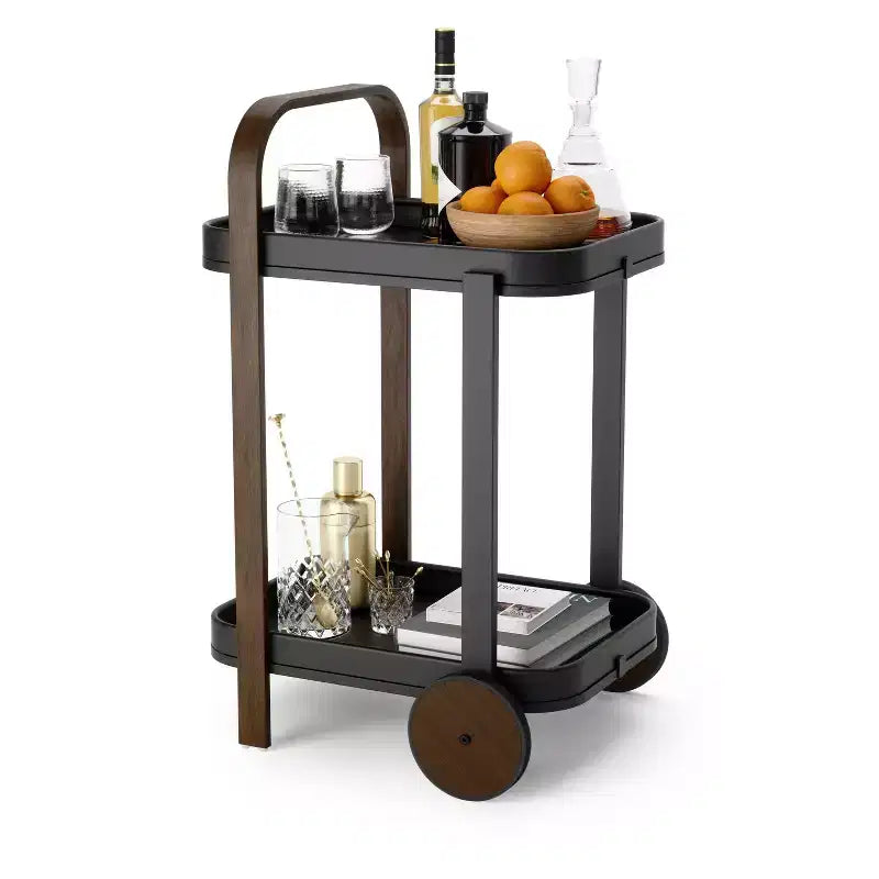Steel and Wood Bar Serving Cart