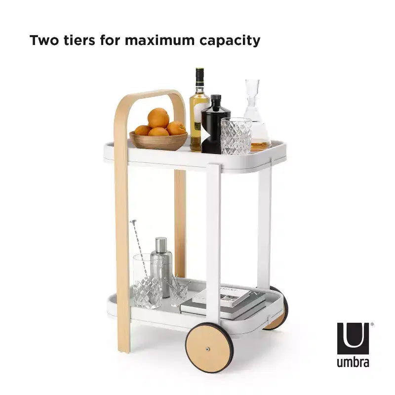 Steel and Wood Bar Serving Cart