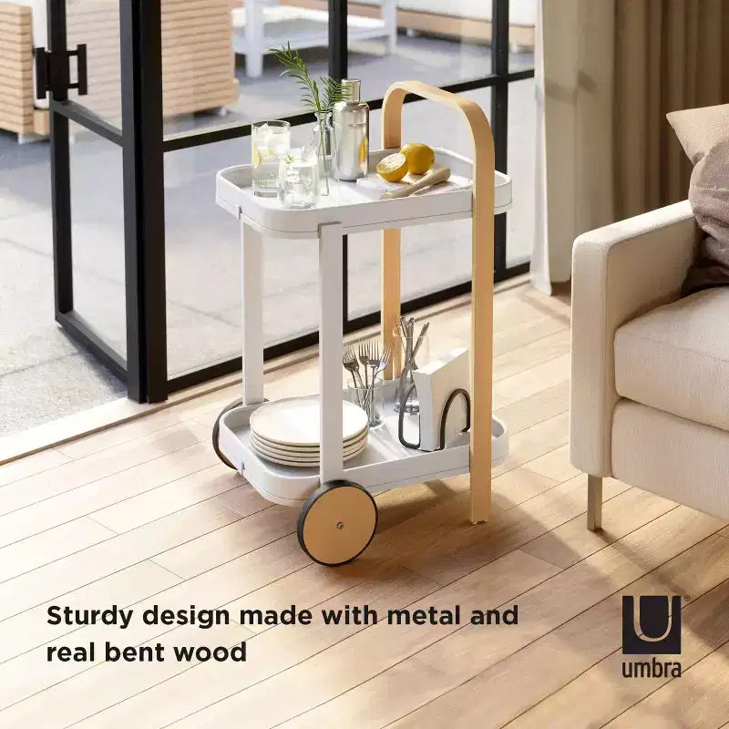 Steel and Wood Bar Serving Cart