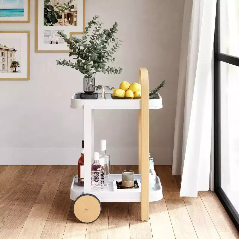 Steel and Wood Bar Serving Cart