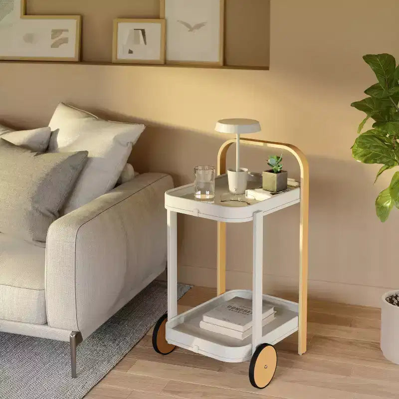 Steel and Wood Bar Serving Cart