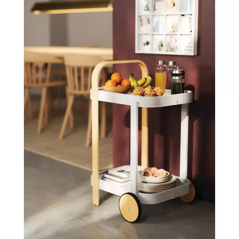Steel and Wood Bar Serving Cart