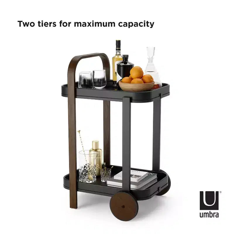 Steel and Wood Bar Serving Cart