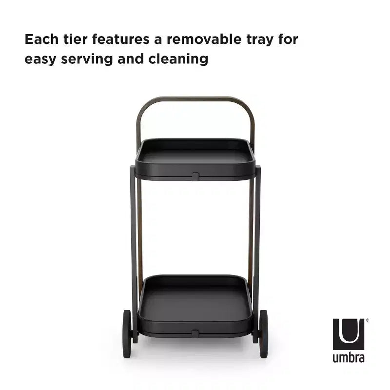 Steel and Wood Bar Serving Cart