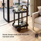 Steel and Wood Bar Serving Cart