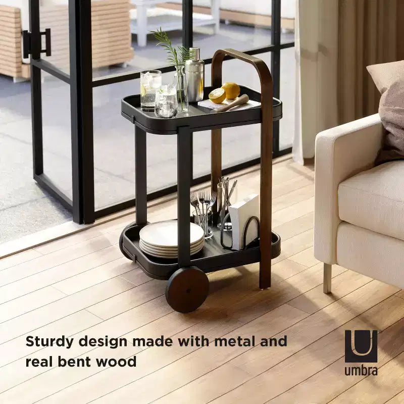 Steel and Wood Bar Serving Cart