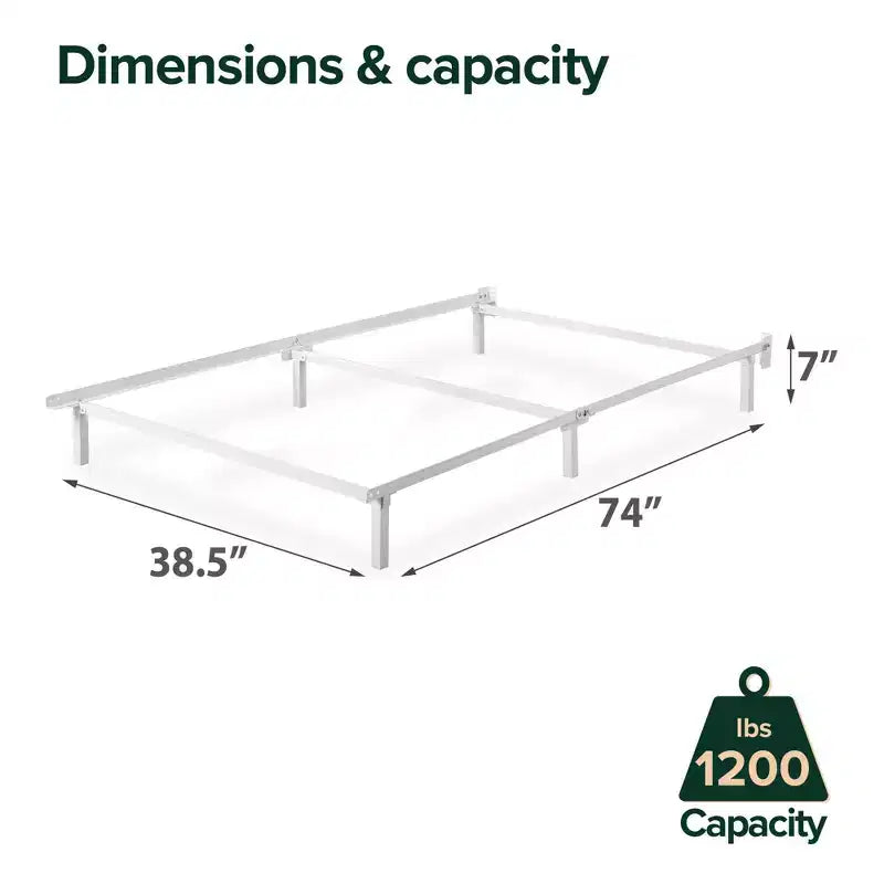 White Metal Bed Frame, 17.8 cm High, for 97.8 × 188 cm Mattress