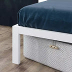 White Metal Platform Bed Frame, 35.6 cm High, for 96 × 189.2 cm Mattress