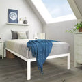 White Metal Platform Bed Frame, 35.6 cm High, for 96 × 189.2 cm Mattress