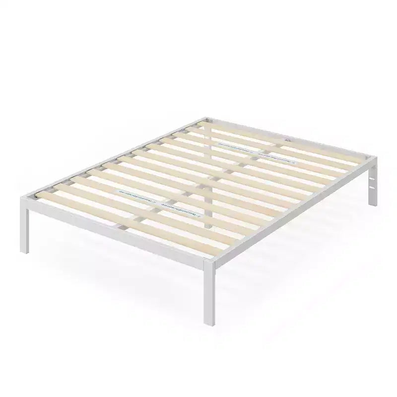 White Metal Platform Bed Frame, 35.6 cm High, for 96 × 189.2 cm Mattress