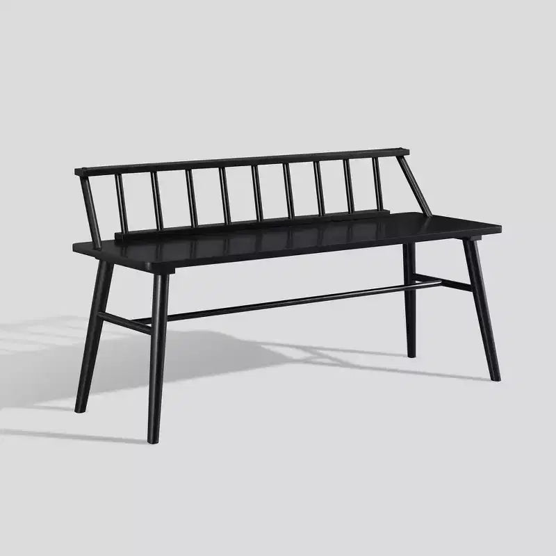 Transitional Low-Back Spindle Entryway Bench with Armrests