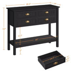 4-Drawer Console Entryway Table, MDF and Pine