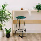 Retro Checkered Pattern Upholstered Barstool