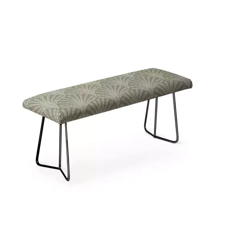 Sage Green Upholstered Entryway Bench with Steel Frame