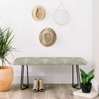 Sage Green Upholstered Entryway Bench with Steel Frame