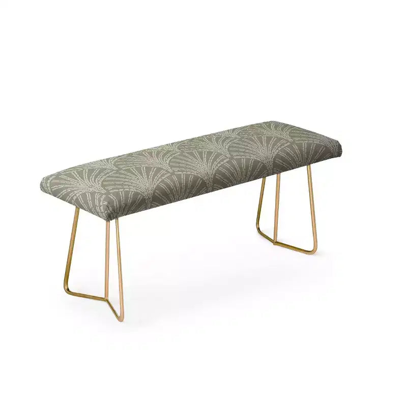 Sage Green Upholstered Entryway Bench with Steel Frame
