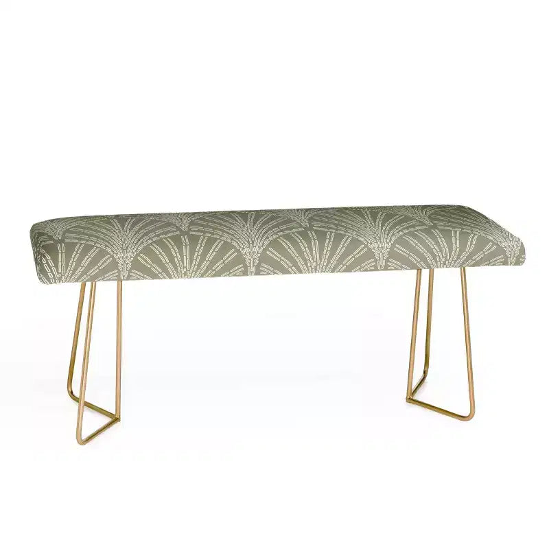 Sage Green Upholstered Entryway Bench with Steel Frame