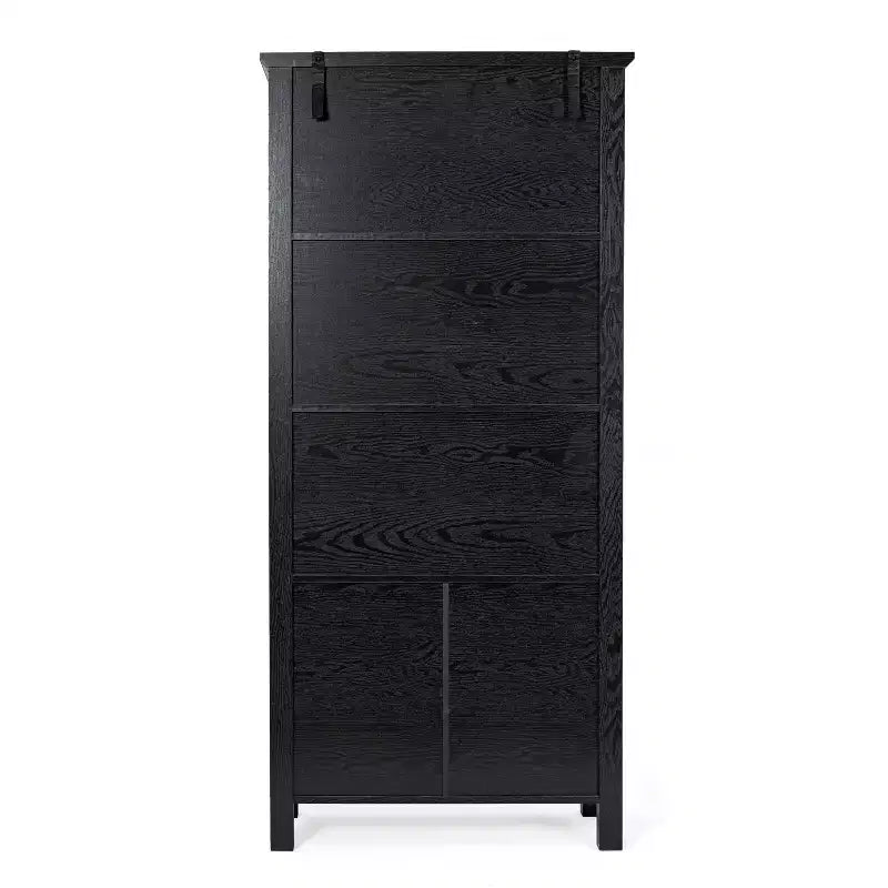 Modern Farmhouse Wooden Bookcase with Tempered Glass Cabinet Doors