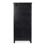 Modern Farmhouse Wooden Bookcase with Tempered Glass Cabinet Doors