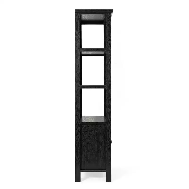Modern Farmhouse Wooden Bookcase with Tempered Glass Cabinet Doors