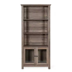 Modern Farmhouse Wooden Bookcase with Tempered Glass Cabinet Doors