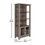 Modern Farmhouse Wooden Bookcase with Tempered Glass Cabinet Doors