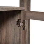 Modern Farmhouse Wooden Bookcase with Tempered Glass Cabinet Doors