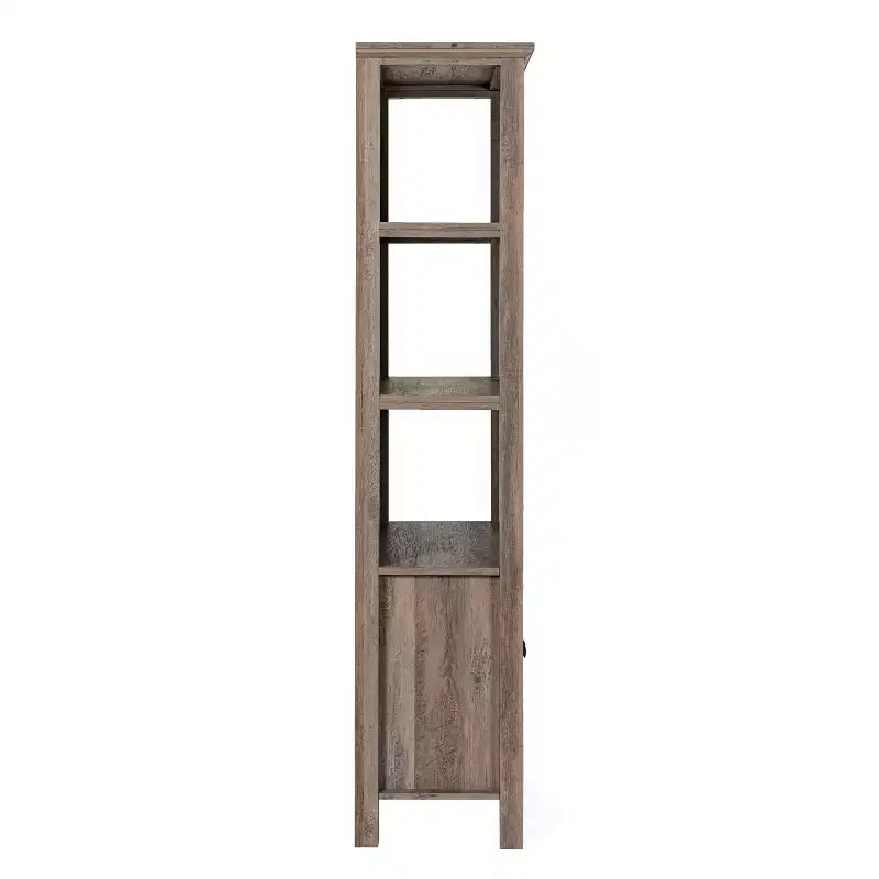 Modern Farmhouse Wooden Bookcase with Tempered Glass Cabinet Doors