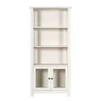 Modern Farmhouse Wooden Bookcase with Tempered Glass Cabinet Doors