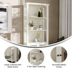 Modern Farmhouse Wooden Bookcase with Tempered Glass Cabinet Doors