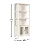 Modern Farmhouse Wooden Bookcase with Tempered Glass Cabinet Doors