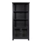 Modern Farmhouse Wooden Bookcase with Tempered Glass Cabinet Doors