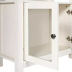 Modern Farmhouse Wooden Bookcase with Tempered Glass Cabinet Doors