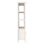 Modern Farmhouse Wooden Bookcase with Tempered Glass Cabinet Doors