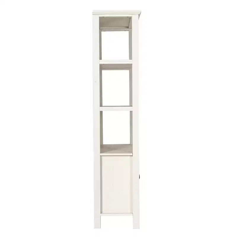 Modern Farmhouse Wooden Bookcase with Tempered Glass Cabinet Doors
