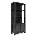 Modern Farmhouse Wooden Bookcase with Tempered Glass Cabinet Doors