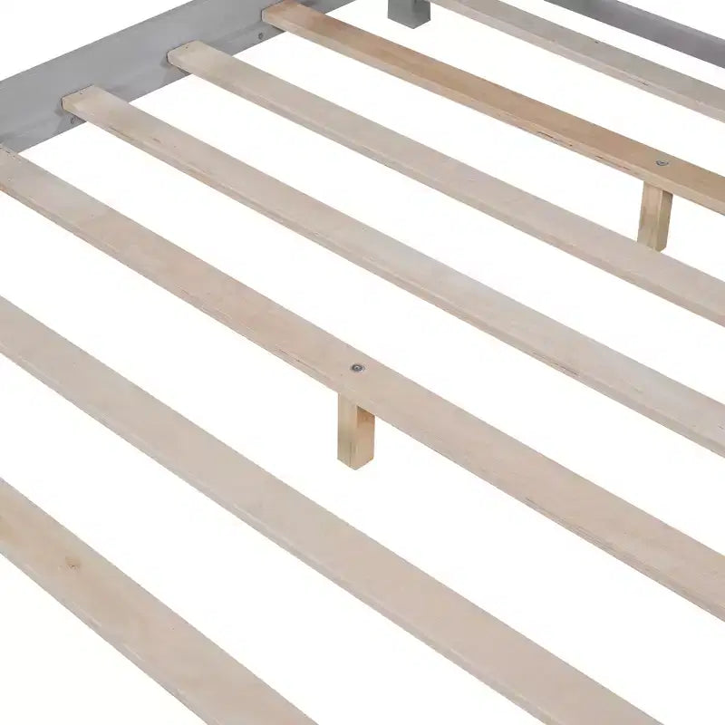 Wood Platform Bed with Built-in LED Lights and Storage Headboard