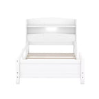 Wood Platform Bed with Built-in LED Lights and Storage Headboard