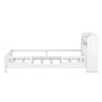 Wood Platform Bed with Built-in LED Lights and Storage Headboard